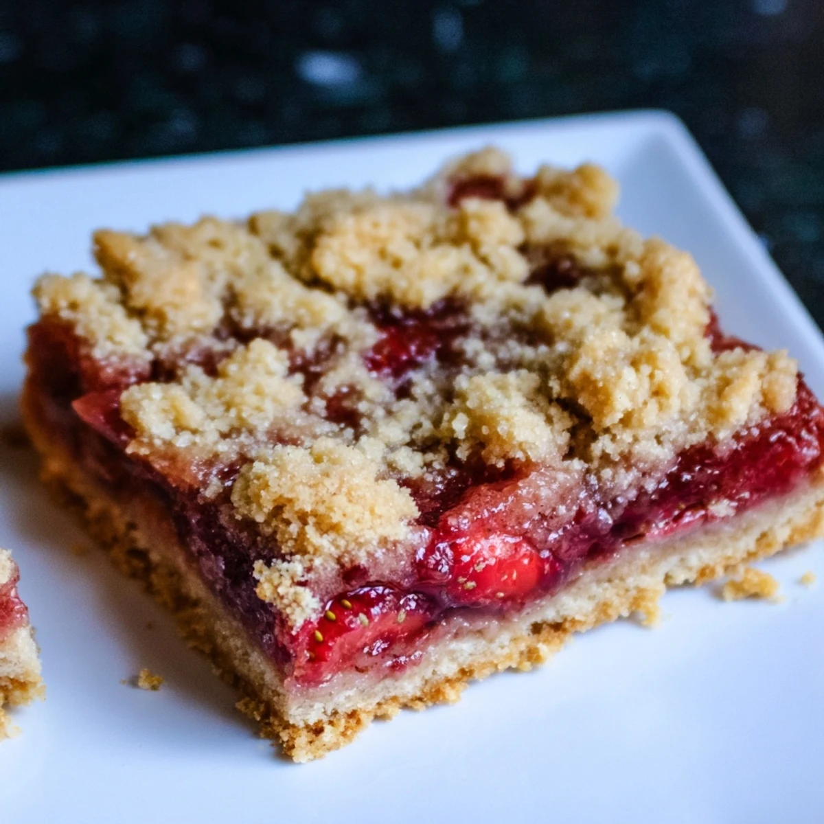 Picture flaky Simple Homemade Strawberry Jam Squares, ideal for dessert, with a generous jam filling.