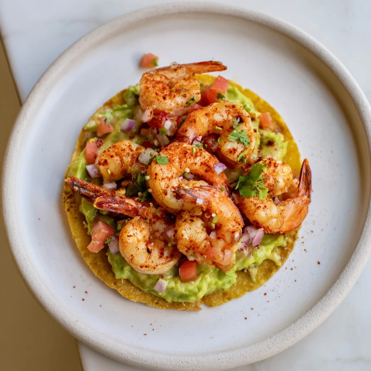 Bright, flavorful Quick Shrimp and Avocado Tostadas, a delicious, easy recipe perfect with lime wedges.