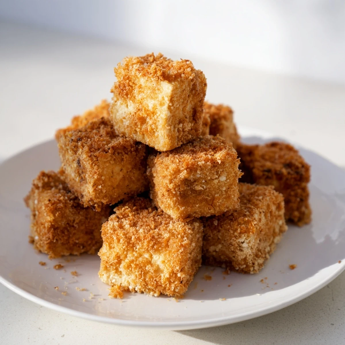 Golden and crispy Crispy Tofu Nuggets offer a satisfying crunch, a perfect plant-based snack.