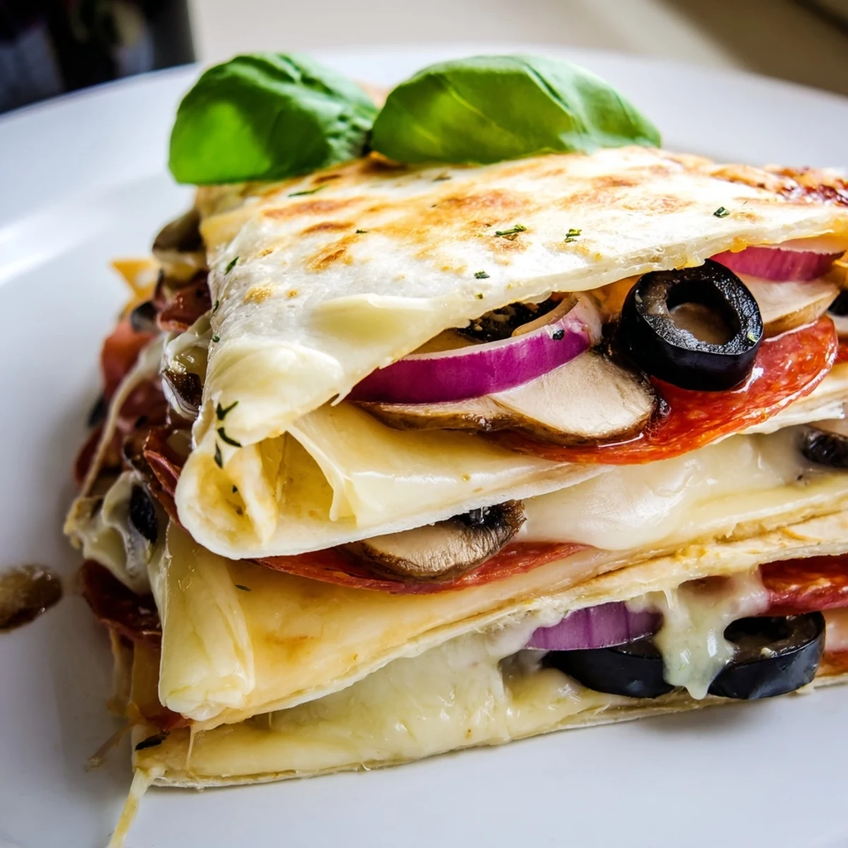 Imagine biting into this flavorful Cheesy Tortilla Pizza Wrap, a quick, easy snack bursting with cheesy goodness.