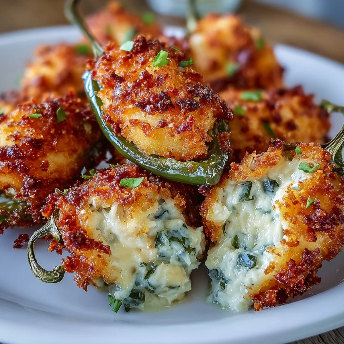 Golden brown Cajun Crab Poppers with a creamy crab filling and melted cheddar topping.