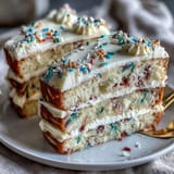 Vibrant Class of 2026 Confetti Cake, frosted with creamy champagne buttercream.