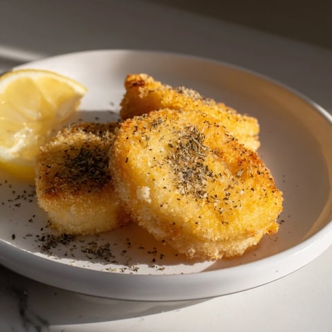 Golden brown Greek Saganaki cheese, crispy fried and ready to be drizzled with fresh lemon juice.