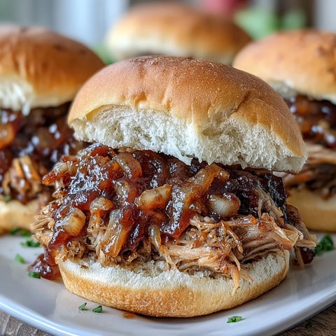 Steaming tender pulled pork filled with applesauce and cider, piled high on soft sandwich buns for a comforting meal.
