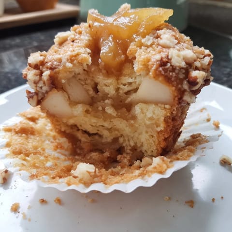 Seasonal Spiced Pear Walnut Muffins