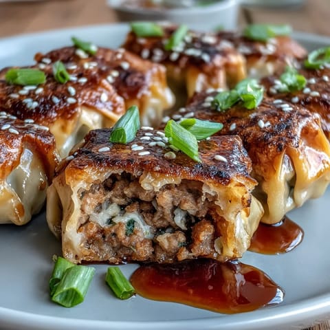Crispy pan-fried Smashed Gyozas with savory filling, served golden brown.
