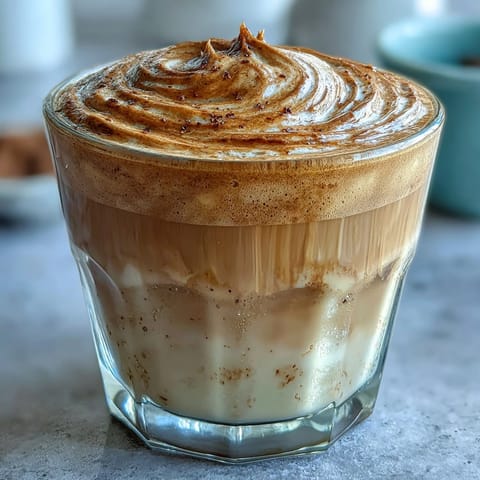 Warm nutty aromas rise from microfoam topping on this creamy Hojicha Flat White.