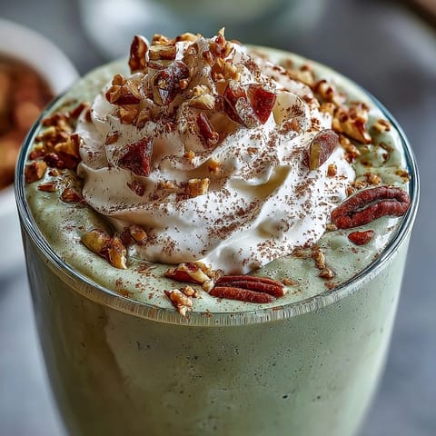 Two tall glasses of frothy Hojicha milkshake with a light dusting of matcha-colored powder, paired with a straw and mochi.