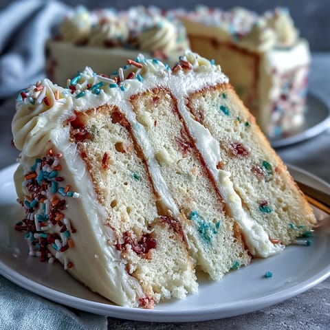 Class of 2026 Confetti Cake bursts with colorful sprinkles, topped with champagne frosting.