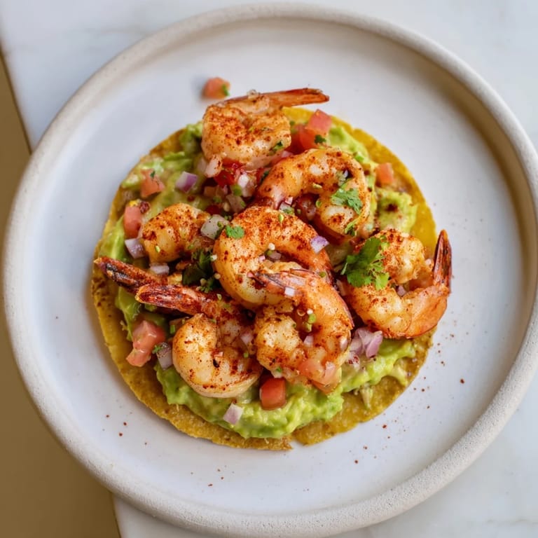 Bright, flavorful Quick Shrimp and Avocado Tostadas, a delicious, easy recipe perfect with lime wedges.