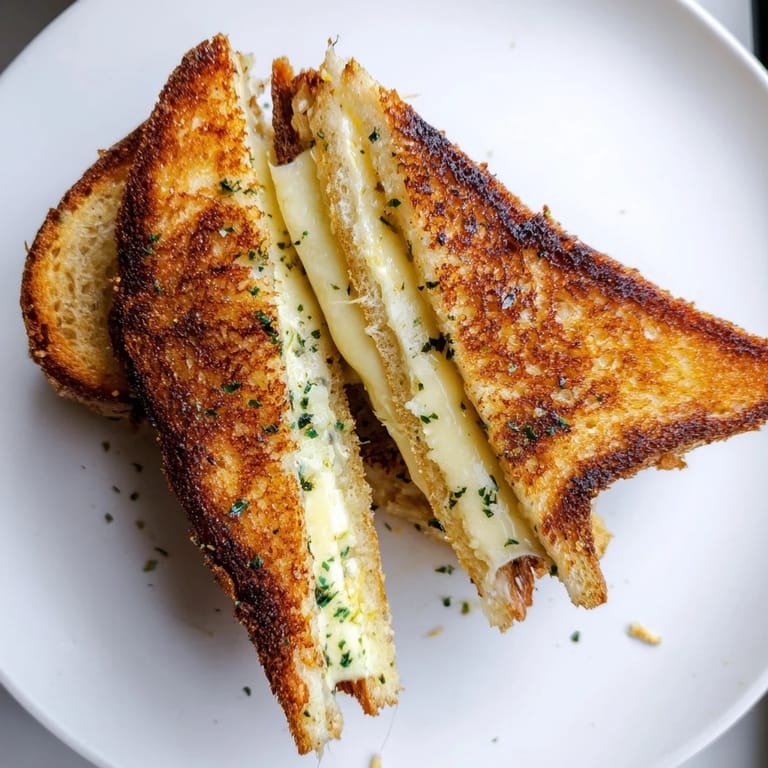 Crispy sourdough with garlic mayo complements the melty cheese of this perfect grilled Garlic Butter Mayo Grilled Cheese.