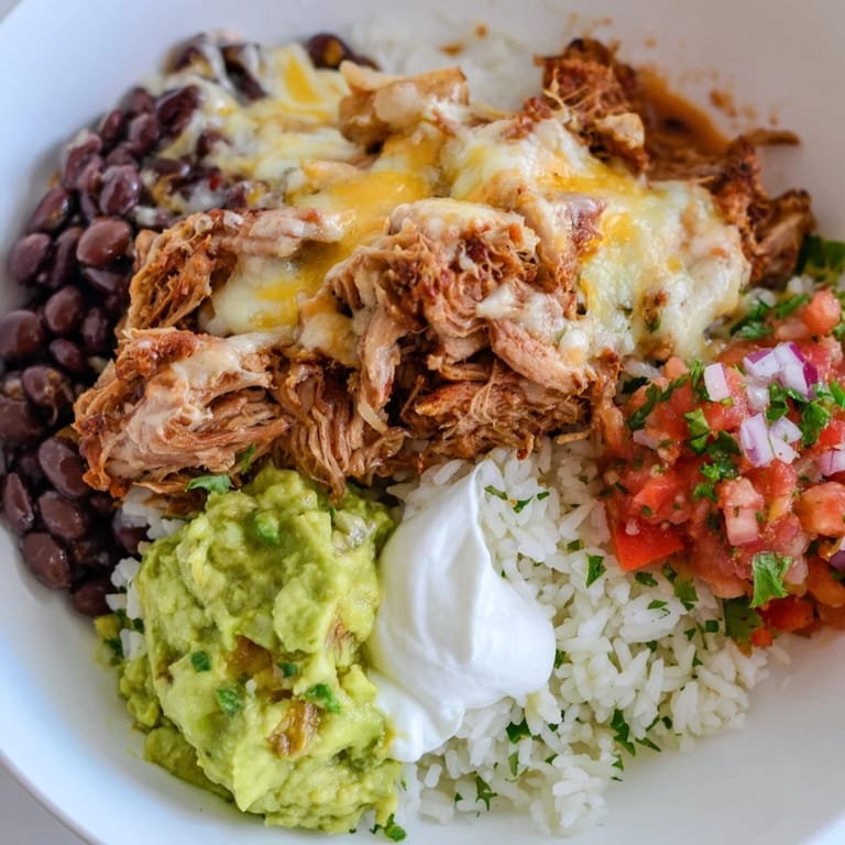 Delicious and colorful Chipotle Burrito Bowl Copycat, showcasing layers of rice, beans, and creamy guacamole.