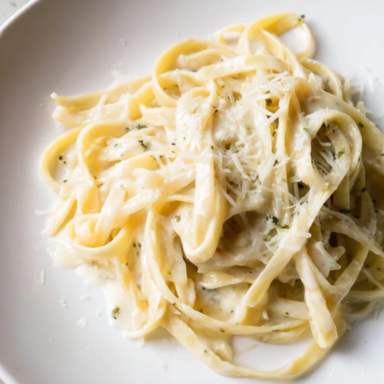 Steaming bowl of homemade Roasted Garlic Cream Pasta, featuring a luscious sauce and freshly grated cheese.
