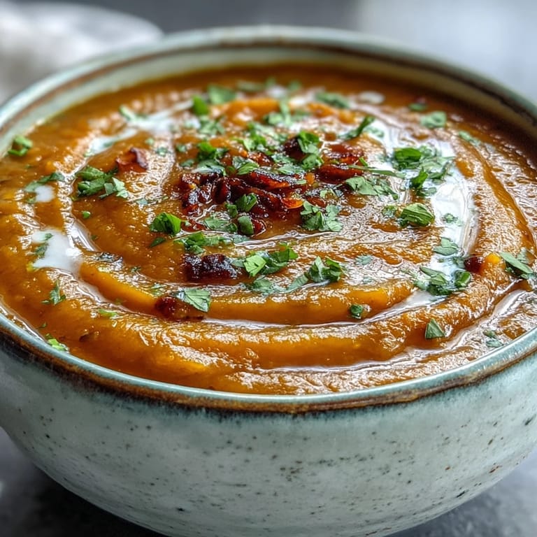 A pot of simmering Carrot and Lentil Soup with golden spices, served alongside warm naan bread for dipping in a bright kitchen.