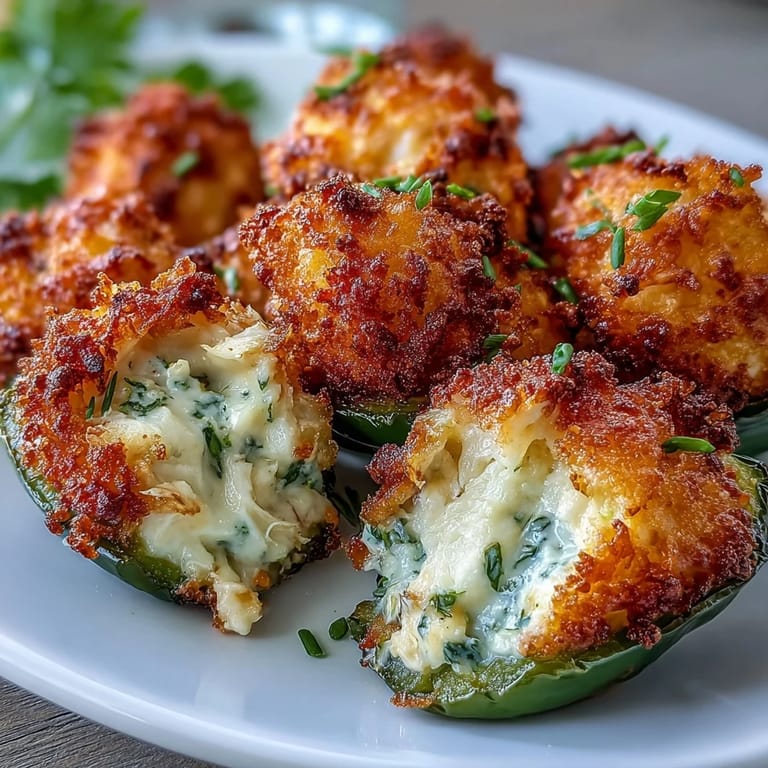 Four golden baked Cajun Crab Poppers on a tray with lemon wedges and parsley.