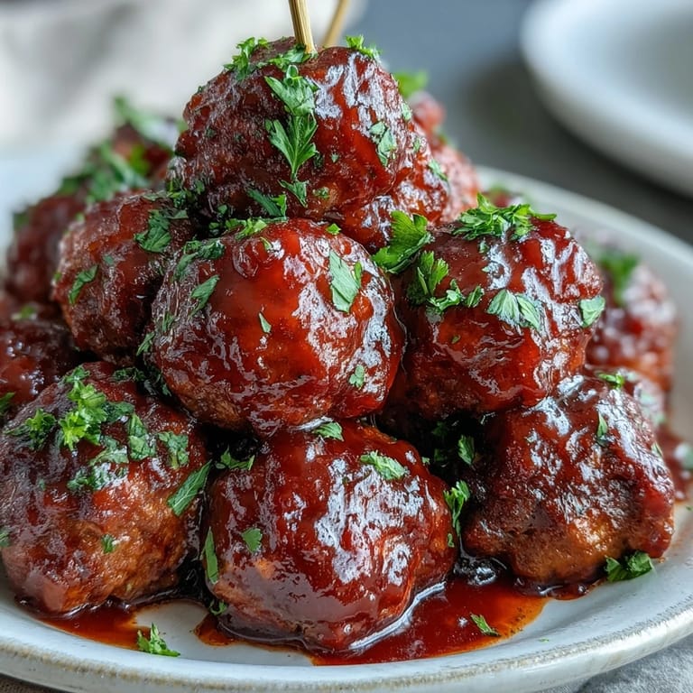 Hearty Grape Jelly and Chili Sauce Meatballs spooned over steamed rice, with steam rising and parsley garnish for a cozy dinner.