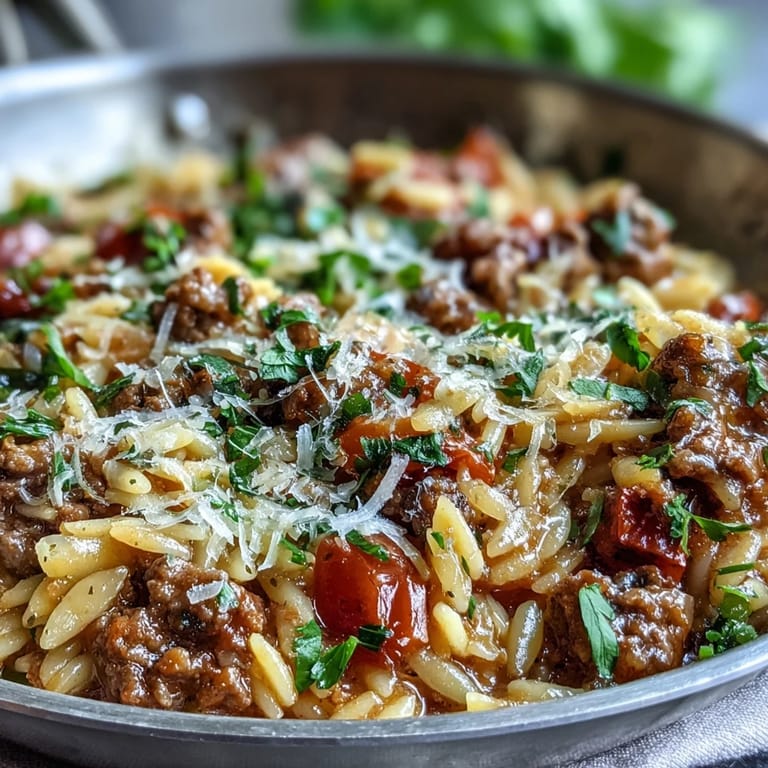 Serving suggestion for Comforting Ground Beef Orzo Dinner, perfect for a family weeknight meal.
