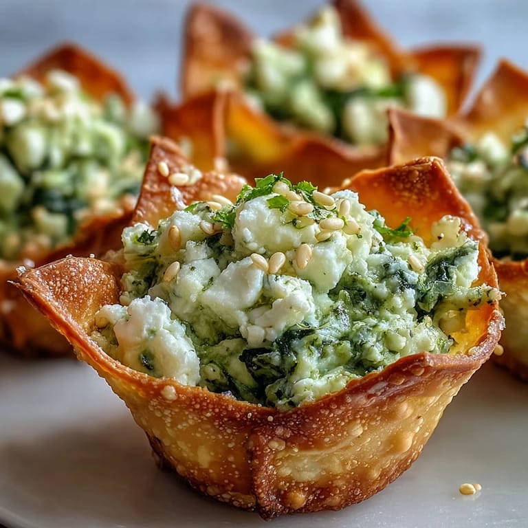 Savory Mediterranean Spinach and Feta Cheese Crisps arranged on a white platter, ready to be served as an appetizer.
