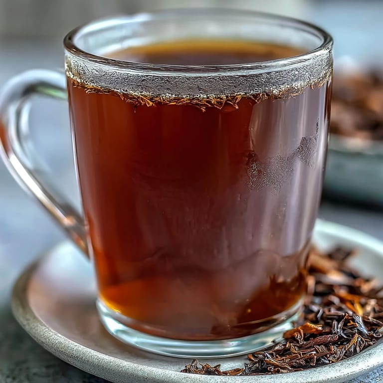 Close-up of Hojicha Americano, garnished with a cinnamon stick, resting on a rustic wooden coaster beside a book.