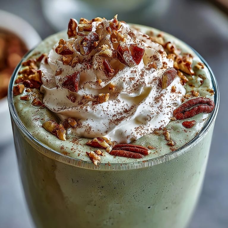 Two tall glasses of frothy Hojicha milkshake with a light dusting of matcha-colored powder, paired with a straw and mochi.