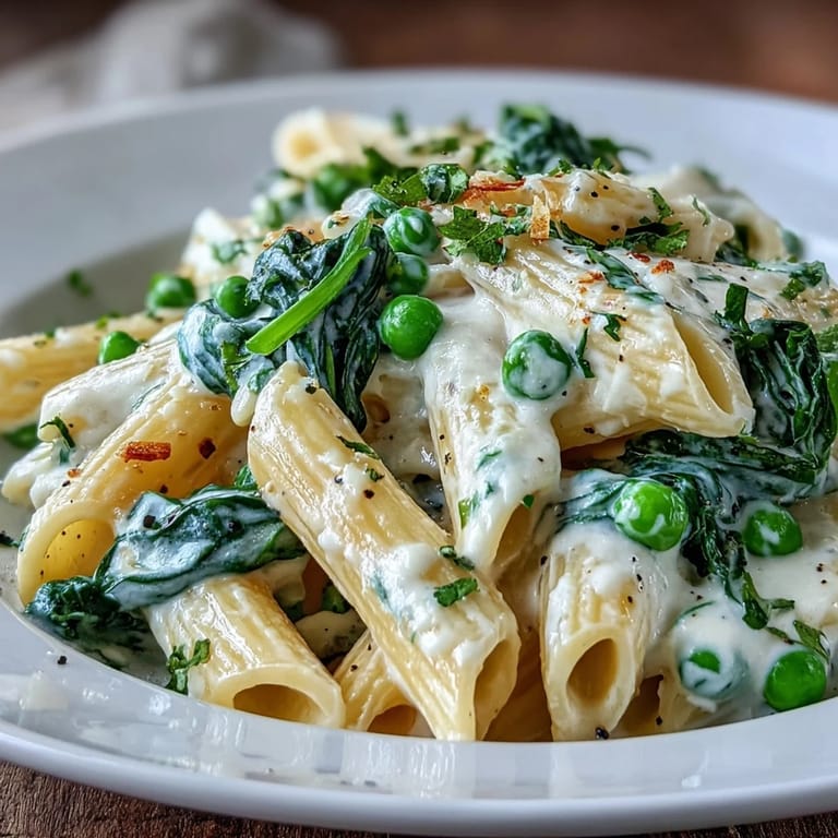 Vibrant one-pot lemon ricotta pasta topped with fresh basil garnish.
