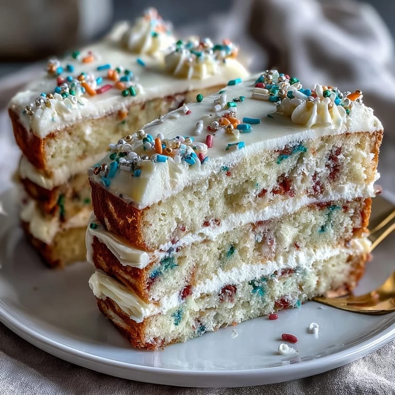 Vibrant Class of 2026 Confetti Cake, frosted with creamy champagne buttercream.