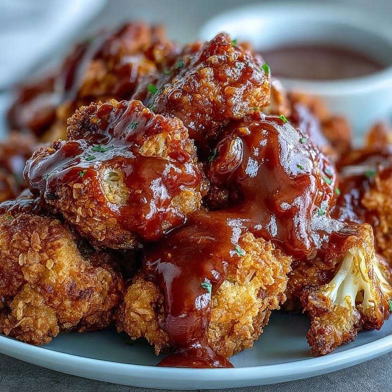 Crispy vegan BBQ cauliflower wings, a perfect appetizer with cool ranch dip.