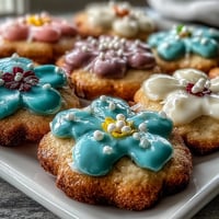 Beautiful flower-shaped shortbread cookies with pastel royal icing, perfect for spring celebrations and garden parties.