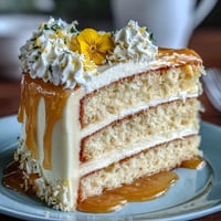 Mother's Day Lemon Curd Layer Cake, elegantly adorned with vibrant edible flowers.